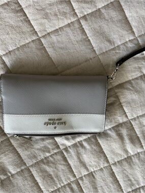 kate spade Two-Tone Gray & White Leather Wristlet Clutch